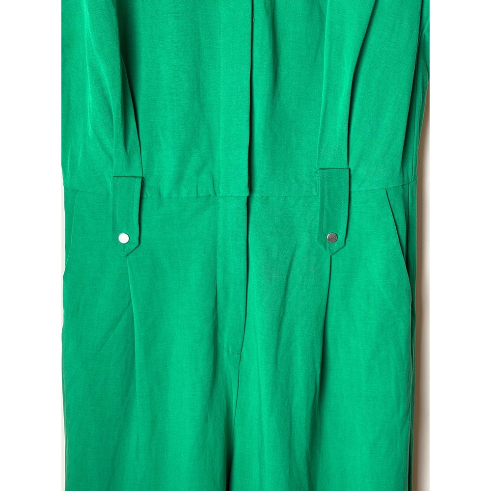 MNG Jumpsuit Women Small Green Linen Blend Collared‎ Wide Leg Jumpsuit Utility - Picture 8 of 14